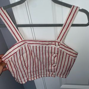 Cropped shirt pink and white stripes with buttons